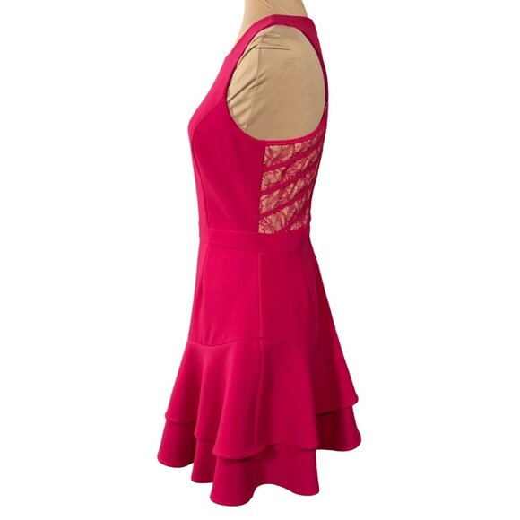 Adelyn Rae Fit & Flare Dress Lace Back Pink Size S Small Mini Tiered - Picture 2 of 9